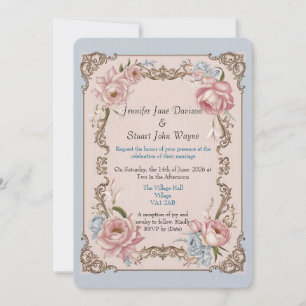 Romantic Rococo Floral Wedding Invitation