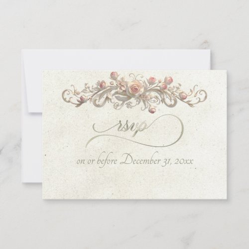 Romantic Rose Arc - Cream RSVP Card