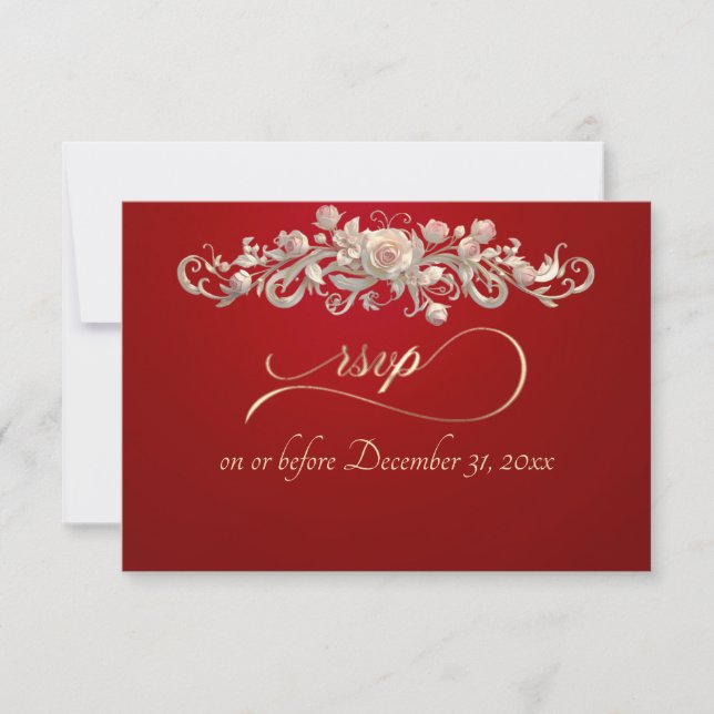 Romantic Rose Arc - Red RSVP Card (Front)