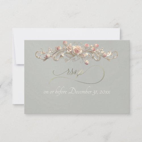 Romantic Rose Arc - Sage RSVP Card