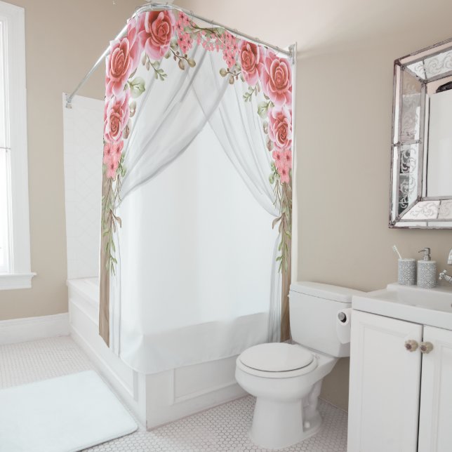 Romantic Rose Arch Floral Shower Curtain (In Situ)
