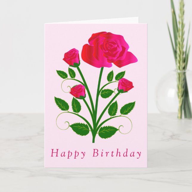 Romantic Rose Birthday Card (Front)