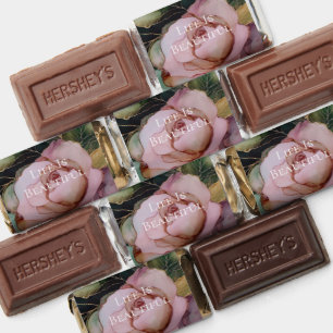 Romantic Rose Blush Pink Gold Floral Wedding  Hershey's Miniatures