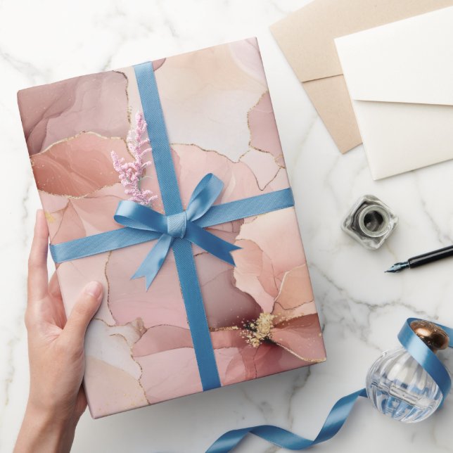 Romantic Rose Blush Pink Gold Floral Wrapping Paper (Gifting)