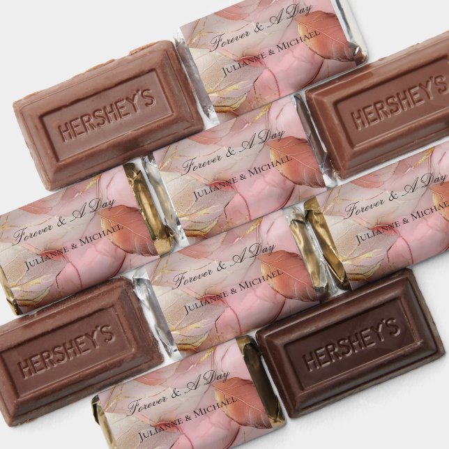 Romantic Rose Blush Pink Gold Leaf Bridal Shower Hershey's Miniatures (Assorted)
