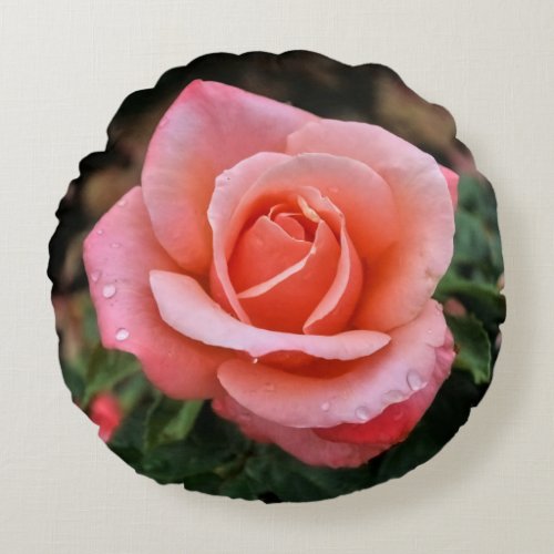 Romantic Rose Botanical Art Print Round Pillow