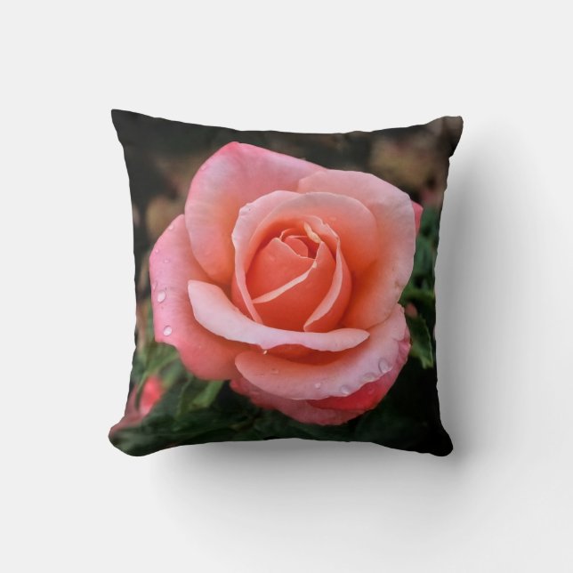 Romantic Rose Botanical Art Print Throw Pillow (Front)
