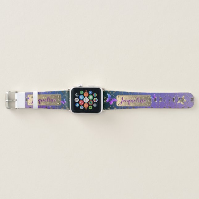 Romantic Rose & Butterflies Apple Watch Band (Front)