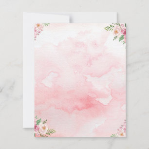 Romantic Rose Corners Watercolor Pink Blank Card