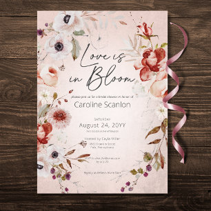 Romantic Rose Floral Love In Bloom Bridal Shower Invitation