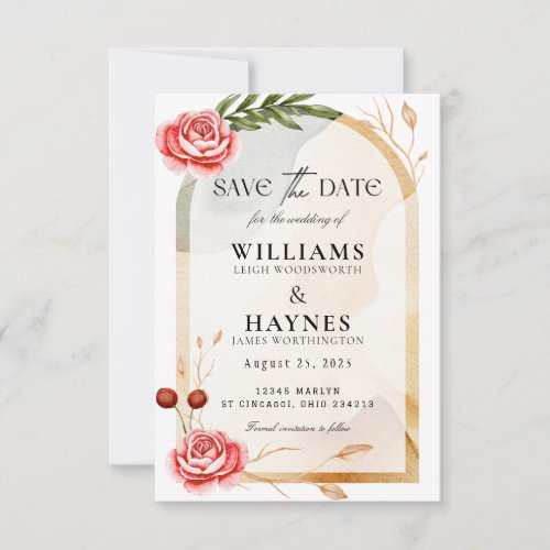 Romantic Rose Floral Save the Date Card