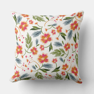 Romantic Rose Floral Seamless Pattern Throw Pillow