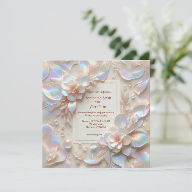  Romantic Rose Flower wedding Invitation (Standing Front)
