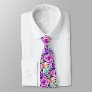 Romantic Rose Flowers Garden Neck Tie