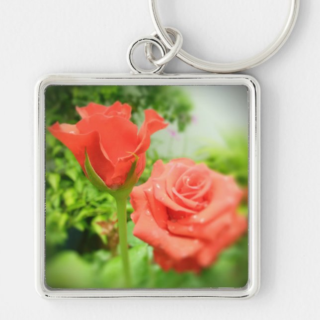 Romantic Rose Flowers Keychain (Front)
