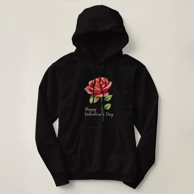 "Romantic Rose for Valentine’s Day" Hoodie (Design Front)