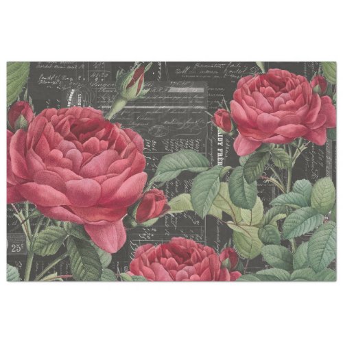 Romantic Rose French Ephemera Collage Tissue Paper