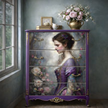 Romantic Rose Garden Woman Portrait Decoupage