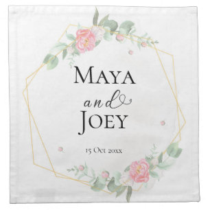 Romantic Rose Geometric Wedding Cloth Napkin