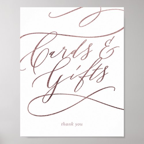 Romantic Rose Gold Calligraphy Cards  Gifts Sign