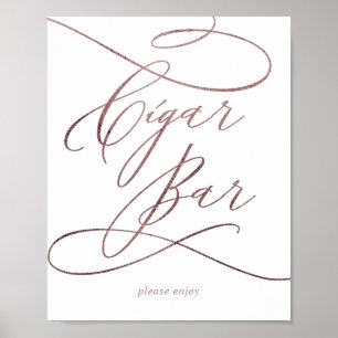 Romantic Rose Gold Calligraphy Cigar Bar Sign