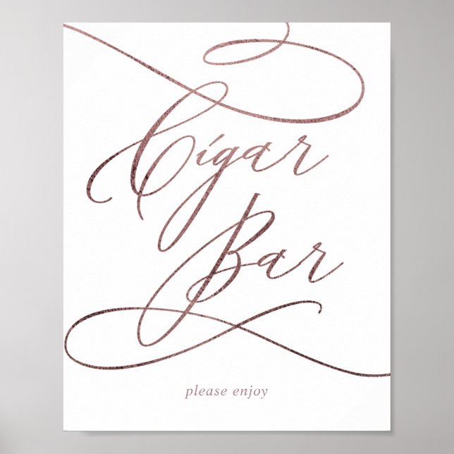 Romantic Rose Gold Calligraphy Cigar Bar Sign (Front)