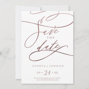 Romantic Rose Gold Calligraphy Save The Date