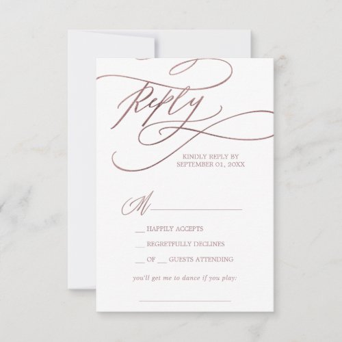 Romantic Rose Gold Calligraphy Song Request RSVP