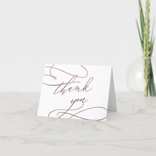 Romantic Rose Gold Calligraphy Thank You Card