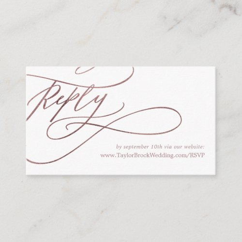 Romantic Rose Gold Calligraphy Website RSVP Enclosure Card