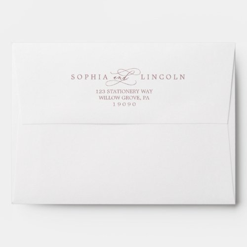 Romantic Rose Gold Calligraphy Wedding Invitation Envelope