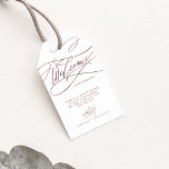 Romantic Rose Gold Calligraphy Wedding Welcome Gift Tags<br><div class="desc">These romantic rose gold calligraphy wedding welcome gift tags are perfect for a simple wedding. The modern classic design features fancy swirls and whimsical flourishes with gorgeous elegant hand lettered faux rose gold foil typography. Personalize the tags with the location of your wedding, a short welcome note, your names, and...</div>