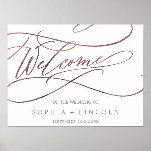 Romantic Rose Gold Calligraphy Welcome Wedding Poster