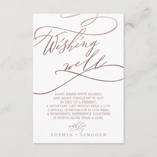 Romantic Rose Gold Calligraphy Wishing Well Card