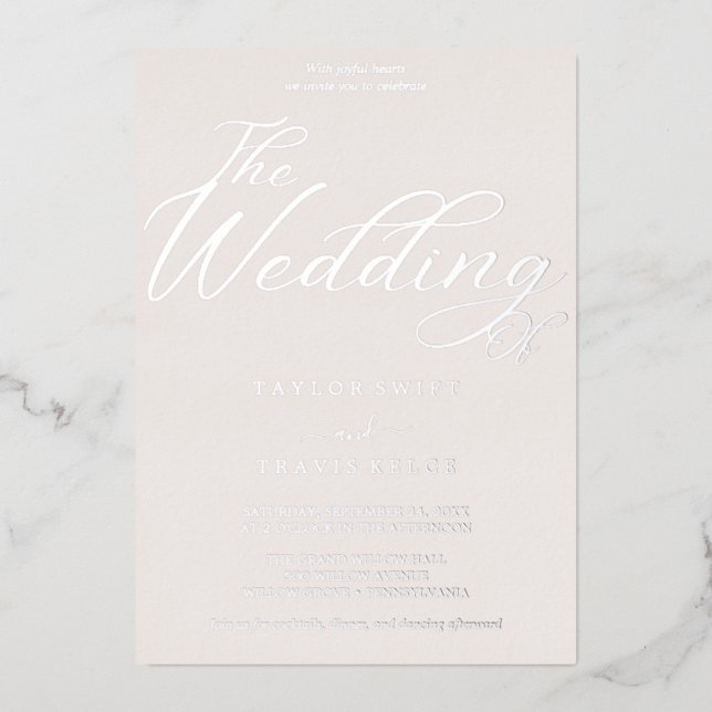 Romantic Rose Gold Foil | Blush All-in-One Wedding Foil Invitation (Front)