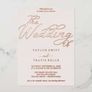 Romantic Rose Gold Foil Blush All-in-One Wedding Invitation