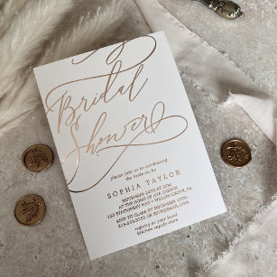Romantic Rose Gold Foil   Blush Bridal Shower Foil Invitation