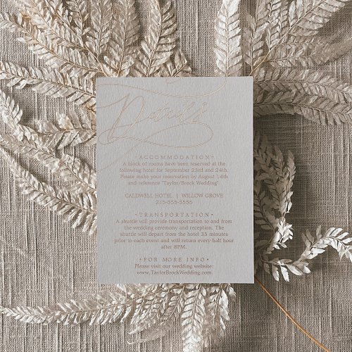 Romantic Rose Gold Foil  Blush Details Card