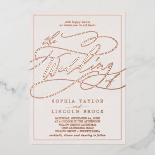 Romantic Rose Gold Foil   Blush Frame Wedding Invitation