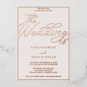 Romantic Rose Gold Foil & Blush Frame Wedding Invitation