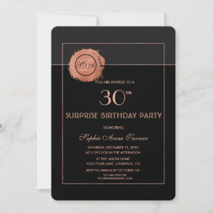 Romantic Rose Gold Glitter 30th Birthday Party Invitation