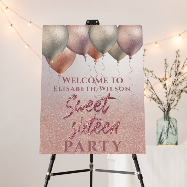 Romantic Rose gold glittery ombre balloon Foam Board (In Situ (Stand))