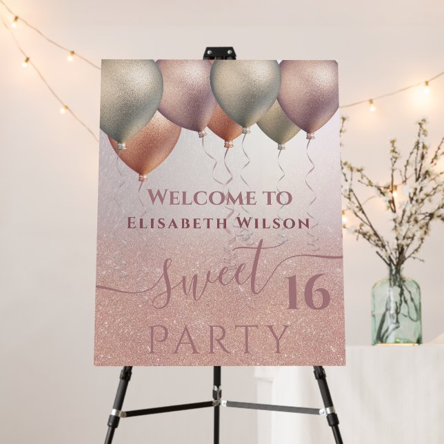 Romantic Rose gold glittery ombre balloon Foam Board (In Situ (Stand))