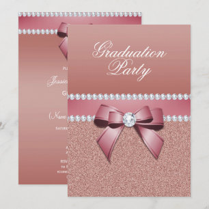 Romantic Rose Gold Graduation Party Invitation