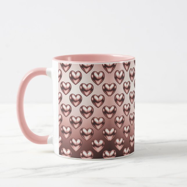 Romantic Rose Gold Hearts Mug (Left)