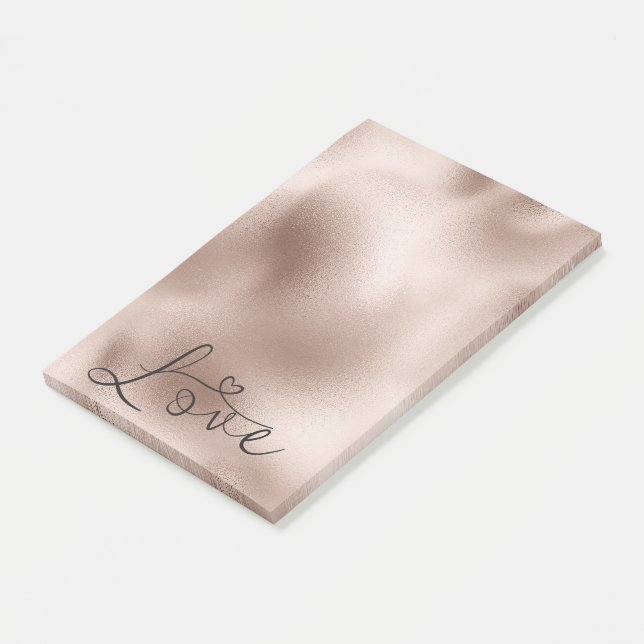 Romantic Rose Gold Love Heart Wedding Post-it Notes (Angled)