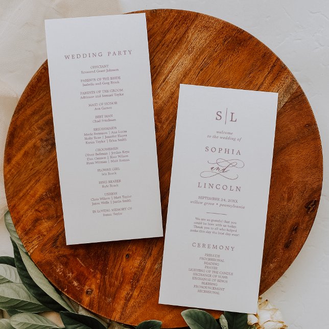 Romantic Rose Gold Monogram Wedding Program (Creator Uploaded)