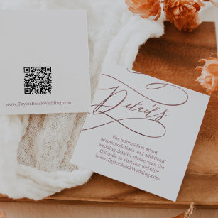 Romantic Rose Gold QR Code Wedding Details Enclosure Card