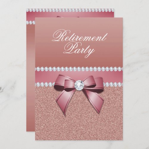 Romantic Rose Gold Retirement Party Invitation