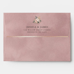 Romantic Rose Gold Velvet Texture Wedding Envelope